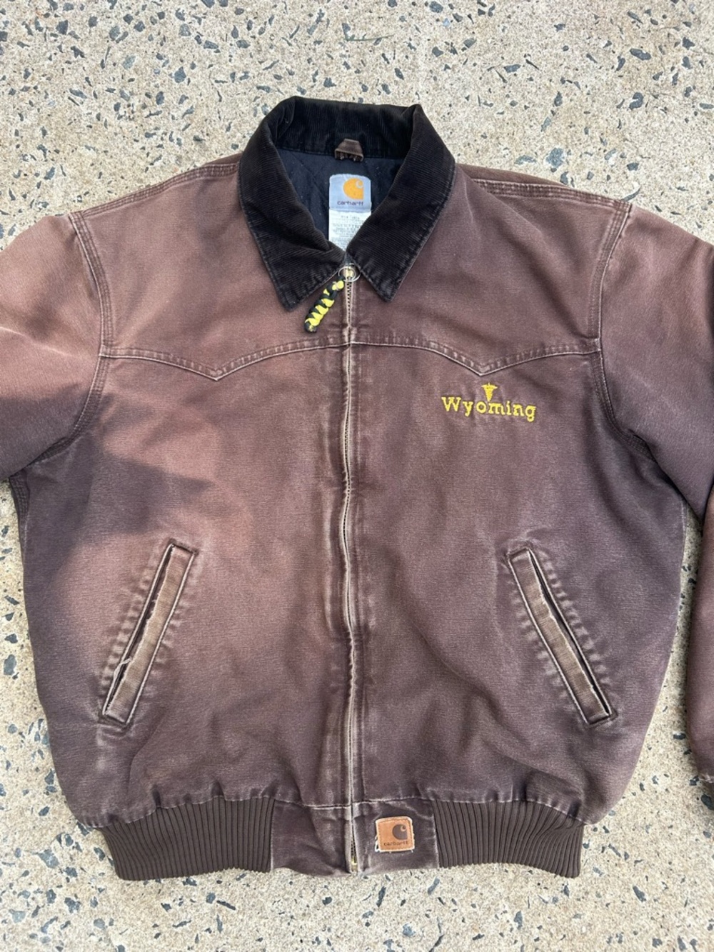 VTG Carhartt Jacket Santa Fe Distressed And Faded J14 DKB Mens Large Brown - Picture 5 of 10